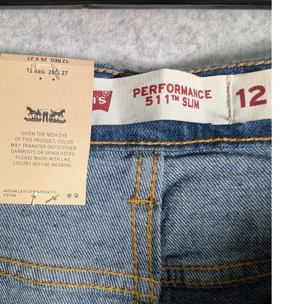 Levis 511 Slim Fit Boys Jeans Size 12 Reg 26x27 Medium Wash Performance Stretch